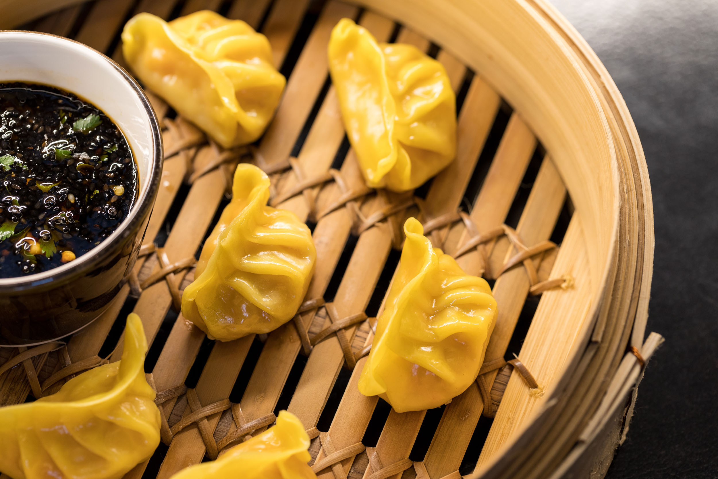 Food photography of dumplings