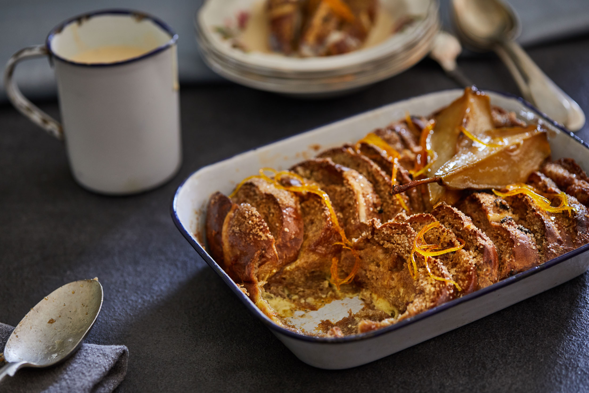 Food photography of Bread and Butter Pudding
